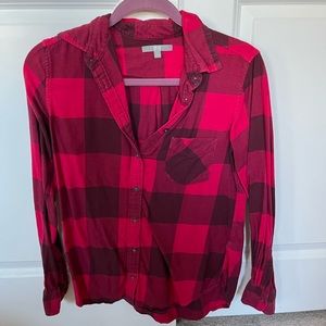 Red Plaid Button Down Shirt